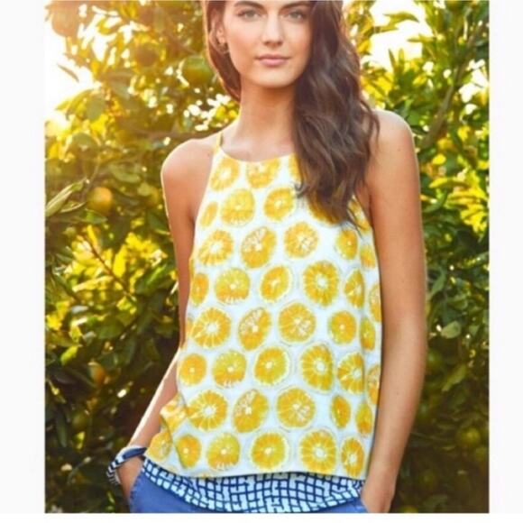 Anthro Porridge lemon layered split back tank top - Picture 2 of 16